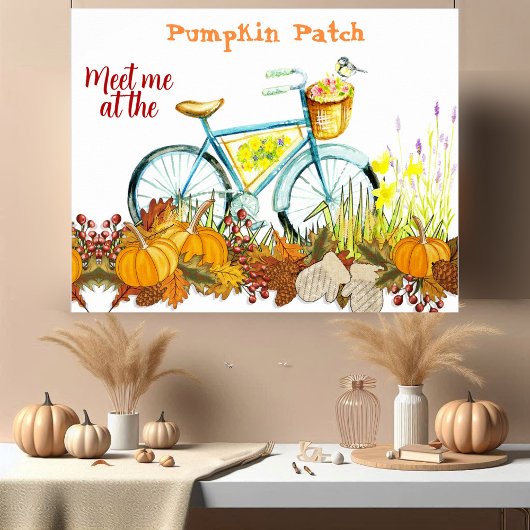 Pumpkin Patch Farmhouse Fall Colors Bicycle Ride  Poster