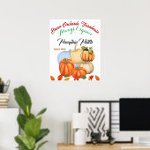 Pumpkin Patch Farmhouse Organic Harvest Herfst Col Poster (Thuiskantoor)