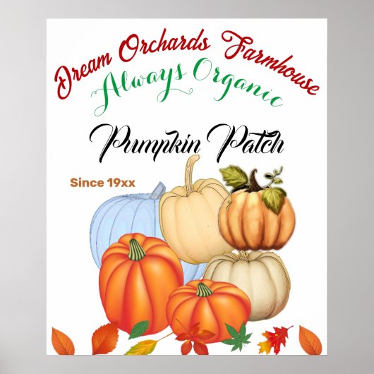 Pumpkin Patch Farmhouse Organic Harvest Herfst Col Poster (Voorkant)