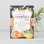 Pumpkin Patch First Birthday Invitation Kaart (Staand voorkant)