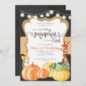 Pumpkin Patch First Birthday Invitation Kaart (Voorkant / Achterkant)