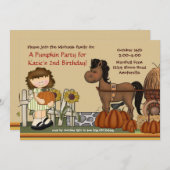 Pumpkin Patch Girl Brunette Invitation Kaart (Voorkant / Achterkant)