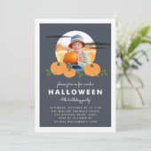 Pumpkin Patch Halloween Birthday Party Invitation Kaart (Staand voorkant)