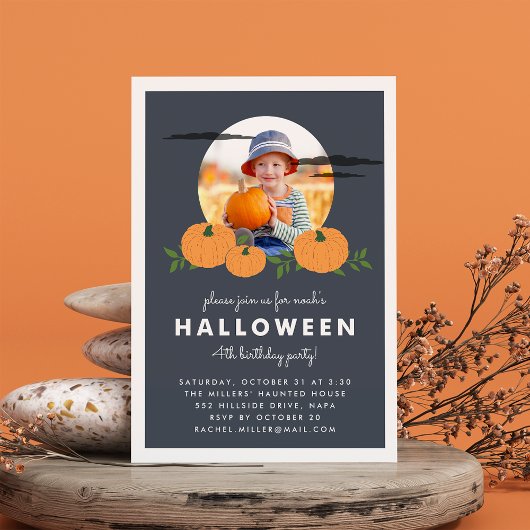 Pumpkin Patch Halloween Birthday Party Invitation Kaart