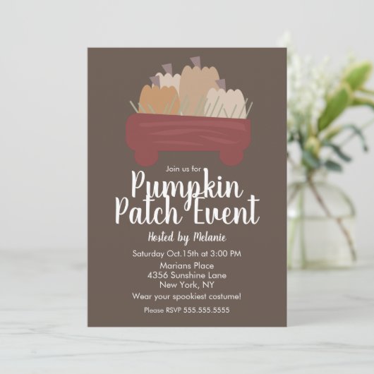 Pumpkin Patch Halloween Herfst Event Flyer Brown Kaart (Staand voorkant)