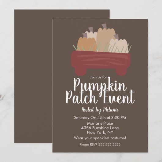 Pumpkin Patch Halloween Herfst Event Flyer Brown Kaart (Voorkant / Achterkant)