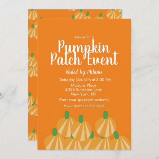 Pumpkin Patch Halloween Herfst Event Flyer Kaart (Voorkant / Achterkant)