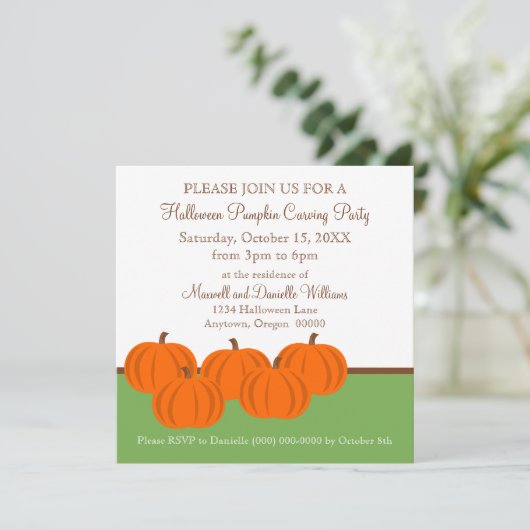Pumpkin Patch Halloween Invitation Kaart (Staand voorkant)