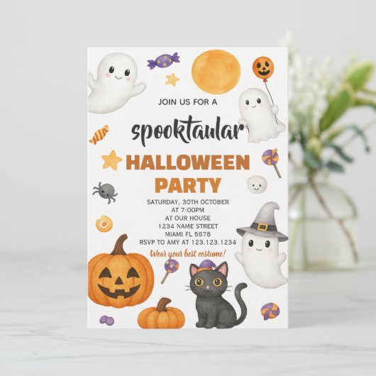 Pumpkin Patch Halloween Party Invitation Kaart (Staand voorkant)