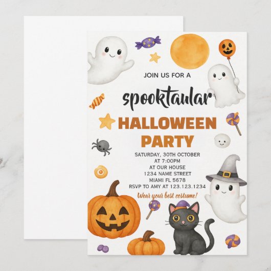 Pumpkin Patch Halloween Party Invitation Kaart (Voorkant / Achterkant)