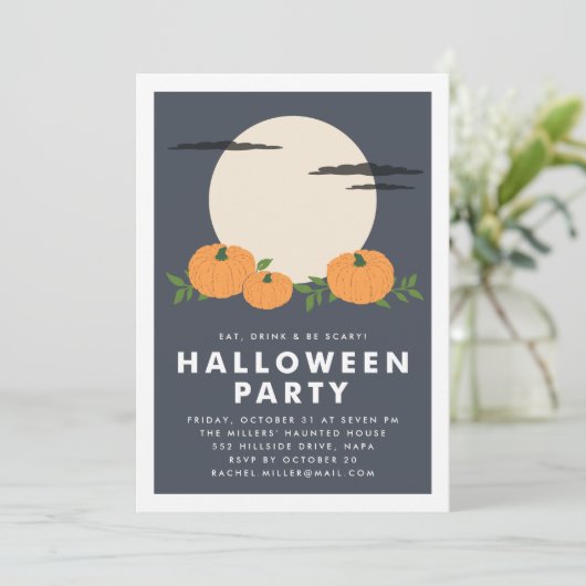 Pumpkin Patch Halloween Party Invitation Kaart (Staand voorkant)