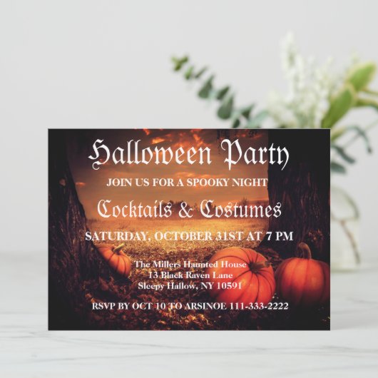 Pumpkin Patch Halloween Party Invitation Kaart (Staand voorkant)