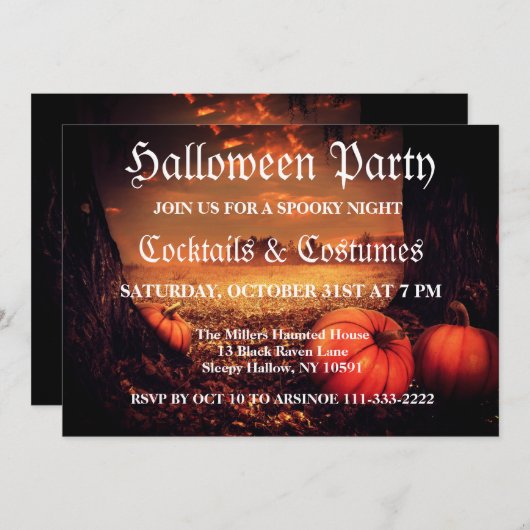Pumpkin Patch Halloween Party Invitation Kaart (Voorkant / Achterkant)
