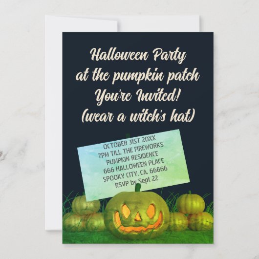 Pumpkin Patch Halloween Party Invitation Kaart (Voorkant)