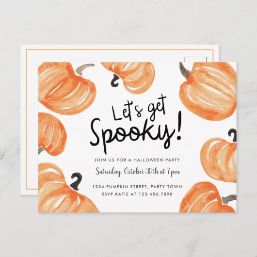 Pumpkin Patch Halloween Party Uitnodiging Briefkaart (Voorkant / Achterkant)