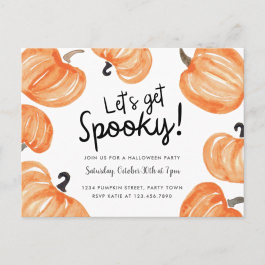 Pumpkin Patch Halloween Party Uitnodiging Briefkaart (Voorkant)