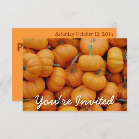 Pumpkin Patch Halloween Party-uitnodigingen Kaart (Voorkant / Achterkant)
