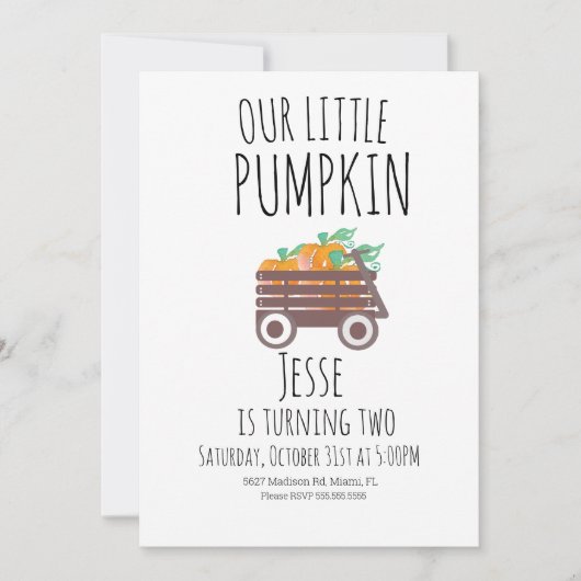 Pumpkin Patch Halloween Pumpkins Wagon Turend Two Kaart (Voorkant)