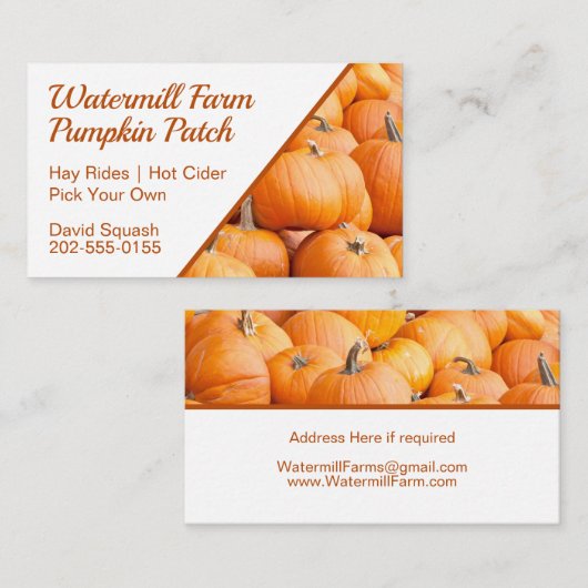 Pumpkin Patch Harvest Visitekaartje (Voorkant / Achterkant)