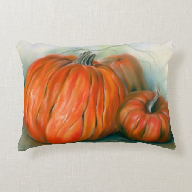 Pumpkin Patch herfst Trio Pastel Art Accent Kussen (Voorkant)