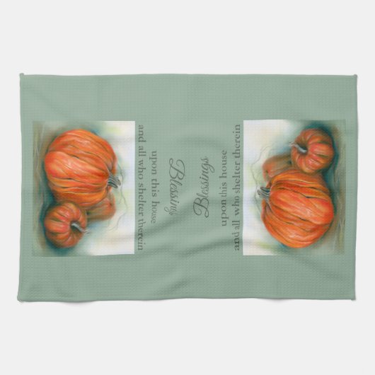 Pumpkin Patch herfst Trio Pastel Art Theedoek (Horizontaal)