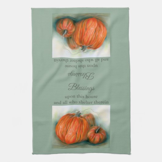 Pumpkin Patch herfst Trio Pastel Art Theedoek (Verticaal)
