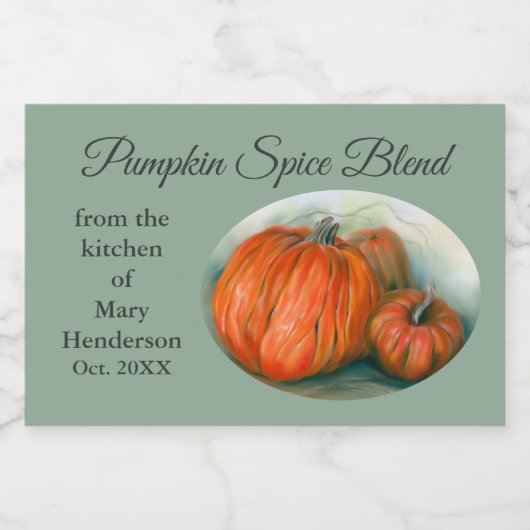 Pumpkin Patch herfst Trio Pastel Art Voedselcontainer Etiket (Enkel label)