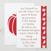 Pumpkin Patch in Cherry Wedding Invitation Kaart (Voorkant / Achterkant)