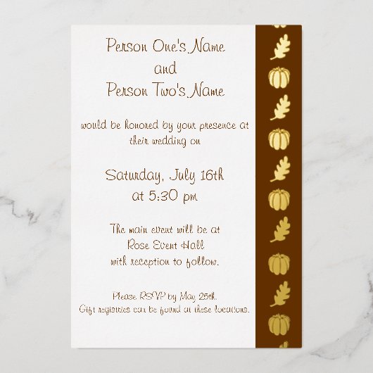 Pumpkin Patch in Chocolade Folie Invitation Uitnodiging (Voorkant)