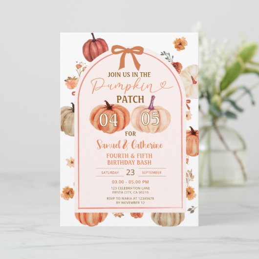 Pumpkin Patch joint brothers birthday bash Autumn Kaart (Staand voorkant)