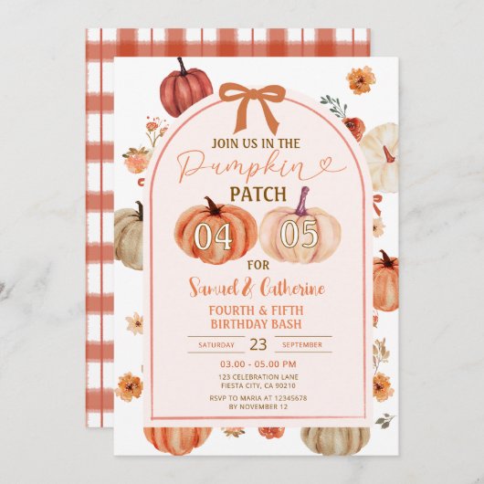 Pumpkin Patch joint brothers birthday bash Autumn Kaart (Voorkant / Achterkant)