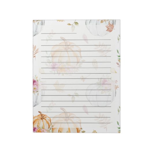 Pumpkin Patch Letter Notepad – Autumn Stationery  Notitieblok (Linkerzijde)