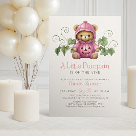 Pumpkin Patch Minimalist Girl Baby shower Kaart