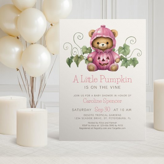 Pumpkin Patch Minimalist Girl Baby shower Kaart