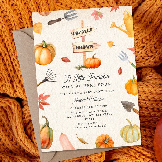 Pumpkin Patch Neutral Herfst Baby shower Kaart