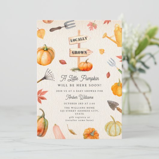 Pumpkin Patch Neutral Herfst Baby shower Kaart (Staand voorkant)