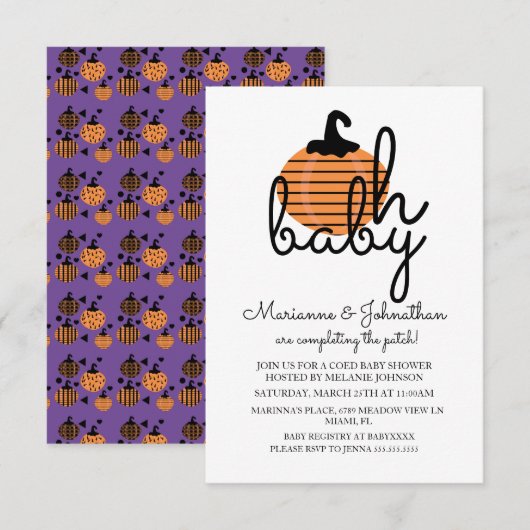 Pumpkin Patch Oh Baby pompoenen Baby shower Kaart (Voorkant / Achterkant)