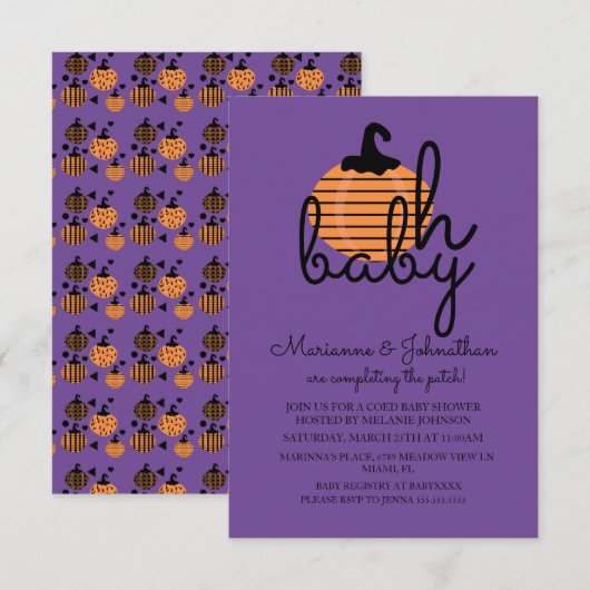 Pumpkin Patch Oh Baby pompoenen Baby shower Kaart (Voorkant / Achterkant)
