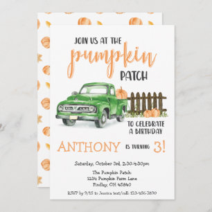 Pumpkin Patch Old Truck Birthday Party Any Age Kaart