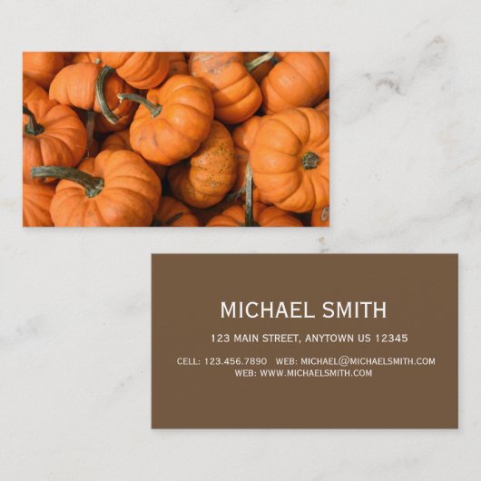 Pumpkin Patch Oranje Harvest Garden Gourds Foto Visitekaartje (Voorkant / Achterkant)