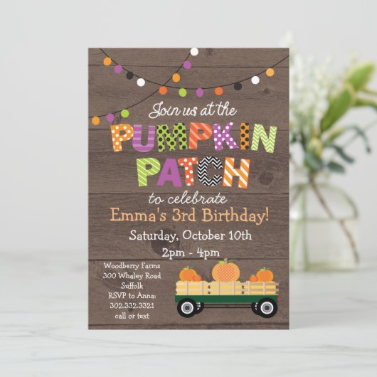 Pumpkin Patch Party Invitation Kaart (Staand voorkant)