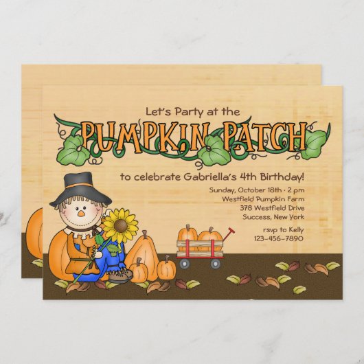 Pumpkin Patch Party Invitation Kaart (Voorkant / Achterkant)