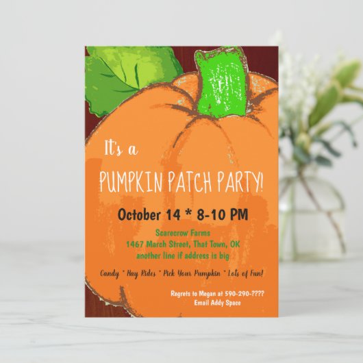 Pumpkin Patch Party Invitation Kaart (Staand voorkant)