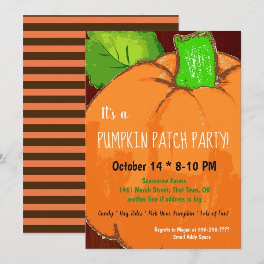 Pumpkin Patch Party Invitation Kaart (Voorkant / Achterkant)