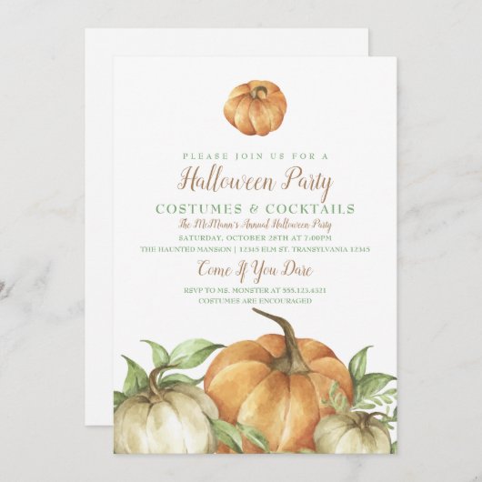 Pumpkin Patch Party Invitation Kaart (Voorkant / Achterkant)