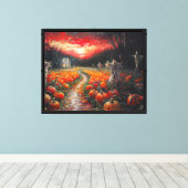 Pumpkin Patch Path spookhuis bij zonsondergang Canvas Afdruk (Insitu (Houten vloer))