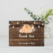 Pumpkin Patch Rustic String Lights Baby shower Bedankkaart (Staand voorkant)