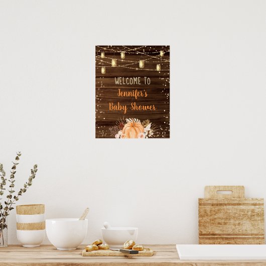 Pumpkin Patch Rustic String Lights Baby Welkom Poster (Keuken)