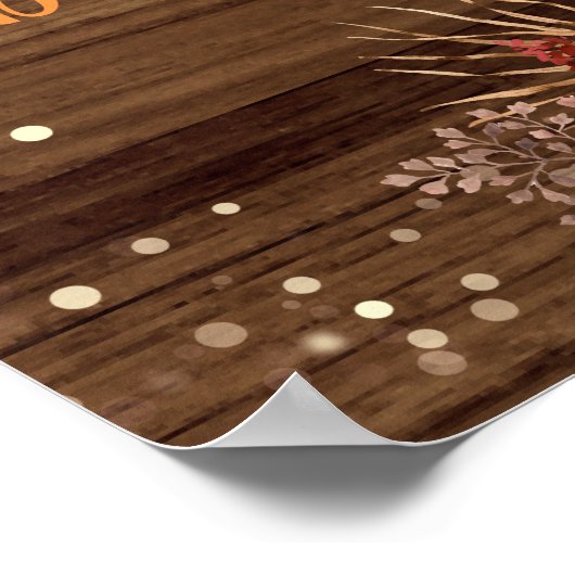 Pumpkin Patch Rustic String Lights Baby Welkom Poster (Hoek)