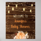 Pumpkin Patch Rustic String Lights Baby Welkom Poster (Voorkant)